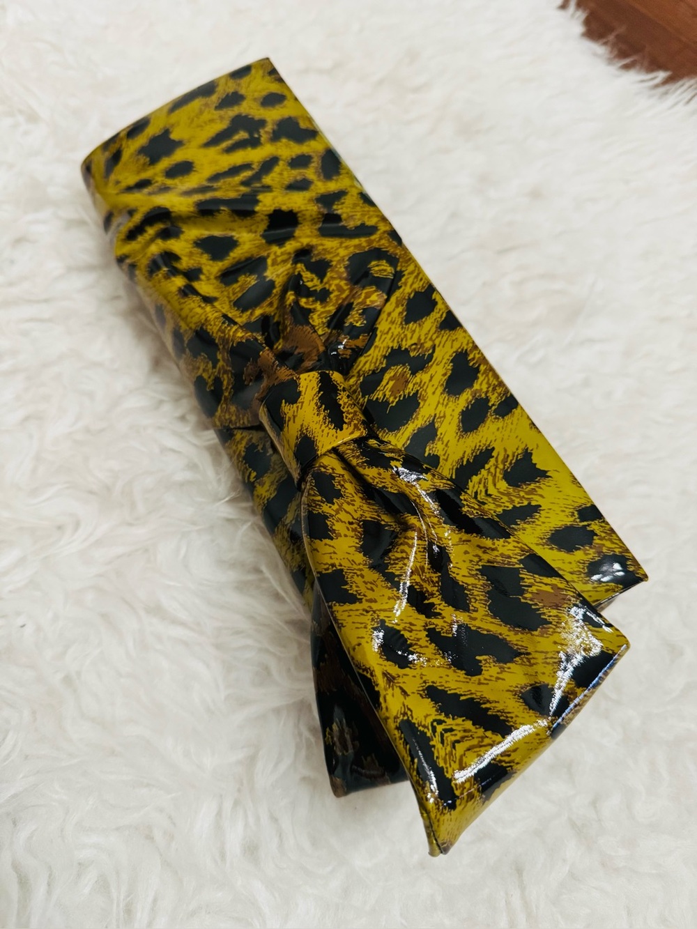 Christian Louboutin Patent Leopard Bow Clutch - Picture 3 of 15